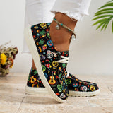 lovefery - Black Casual Patchwork Printing Round Comfortable Shoes