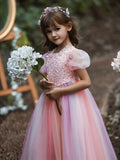 Girls Princess Dress - Exquisite Formal Design with Sparkling Sequins, Fluffy Puff Sleeves, and Fit-and-Flare Silhouette - Perfect for Little Princesses, Birthday Celebrations, and Show-Stopping Piano Performances