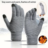 Thermal Winter Gloves - Ultra-Warm Knit Insulation, Touch Screen Compatible, Thickened Palm, Solid Color Design for Cycling and Hiking - Available in 1, 2, or 3 Pairs