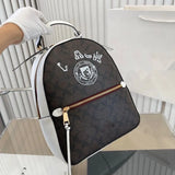 New Hot 10A Coaches Backpack Designer Backpack Men And Women Backpack Book Bag Classic Old Flowers Drawstring Clip Open And Close Jacquard Leather Schoolbag 141