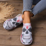 lovefery - Halloween White Casual Patchwork Printing Round Comfortable Shoes