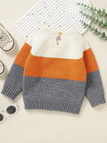 Cute Cartoon Fox Long Sleeve Baby Sweater - Soft Medium Stretch Acrylic Knit Fabric, Rib-Knit Crew Neck, Pullovers, Raglan Sleeve - Hand Washable, Perfect for Fall/Winter Season