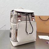 New Hot 10A Coaches Backpack Designer Backpack Men And Women Backpack Book Bag Classic Old Flowers Drawstring Clip Open And Close Jacquard Leather Schoolbag 141