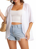 Plus Size V-Neck Batwing Blouse - Semi-Sheer, Three Quarter Sleeve, Casual Shirting for Weekend - Polyester, Regular Fit, Middle East Style