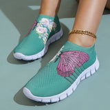 lovefery - Cyan Casual Patchwork Printing Round Comfortable Shoes