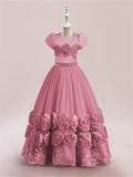 Children's dress Princess dress style long pompadour dress Girl's birthday catwalk piano performance dress