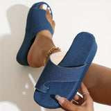 lovefery - Blue Casual Patchwork Solid Color Round Comfortable Wedges Shoes