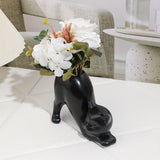 1pc Cute Cat-Shaped Resin Vase, Classic Decorative Figurine, 5.5 X 3.0 X 3.9 Inches, Tabletop Floral Display, Home & Office Decor