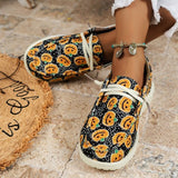 lovefery - Black Casual Patchwork Printing Round Comfortable Shoes