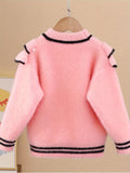 Cozy Mink Plush Girls Sweater - Soft, Thick, and Warm with Ruffle Trim, Long Sleeve, and Knit Pullover Design for Autumn and Winter - Perfect for Casual Daily Wear