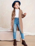 Chic & Cozy Girls' Long Knit Cardigan - Durable, Easy-Care & High-Stretch Fabric, Perfect for Spring/Fall, Versatile Casual Style