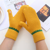 Stylish Short Thickened Knit Mittens Simple Solid Color Leak Finger Touchscreen Gloves Autumn Winter Coldproof Windproof Riding Gloves