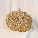 Elegant Floral Rhinestone Clutch with Secure Buckle - Dazzle at Dinners & Galas - Polyester Lined for Durability