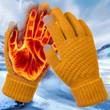 Thermal Winter Gloves - Ultra-Warm Knit Insulation, Touch Screen Compatible, Thickened Palm, Solid Color Design for Cycling and Hiking - Available in 1, 2, or 3 Pairs