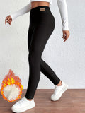 High Waist Plush Lined Leggings - Warm, Anti-Cold, Elastic, Tummy Control, Sports and Casual Wear for Women with Comfortable Fit