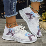 lovefery - White Casual Sportswear Daily Frenulum Printing Round Mesh Breathable Comfortable Out Door Shoes