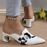 lovefery - White Casual Patchwork Pointed Out Door Wedges Shoes (Heel Height 2.75in)