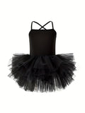 Brief Sleeveless Slingback Tutu Dress for Girls - Vibrant Solid Color, Puffy, Flared, Slim Fit, Medium Stretch, Hand Washable, All-Season Ballet Dance Wear