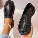 Premium Womens Solid Color Platform Loafers - Chic Preppy Style Dress Shoes with Ultra-Comfortable Slip-On Design for Effortless Glamour