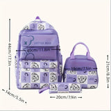 New Schoolbag For Students Female Three-piece Set Korean Version Of Color Contrast Large Capacity Backpack Insulated Box Bag