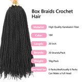 18-Inch Braids Crochet Hair - 6 Packs of Goddess Black Crochet Hair with Straight Ends - Bohemian Hippie Style - Pre-looped Synthetic Braiding Hair for Women