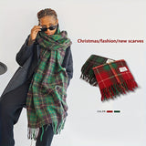 Cozy Vintage-Inspired Plaid Scarf for Women - Soft Imitation Cashmere, Warm & Windproof Knit Shawl for Autumn/Winter