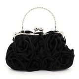 Floral Elegance Clutch - Metal Kiss Lock Handle - Roomy Interior - Perfect for Special Occasions