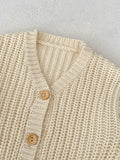 Cozy Toddler Girl's Cable Knit Cardigan - Soft Comfy Cotton, Casual Button Front, Easy Wear Sweater for Daily Life - Perfect for Little Princesses, Baby Girls' Clothing, Everyday Essential