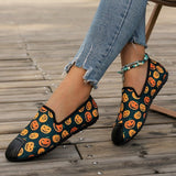 lovefery - Halloween Cream White Casual Patchwork Printing Round Comfortable Flats Shoes