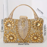 Elegant Floral Rhinestone Clutch with Secure Buckle - Dazzle at Dinners & Galas - Polyester Lined for Durability