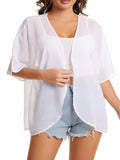 Plus Size V-Neck Batwing Blouse - Semi-Sheer, Three Quarter Sleeve, Casual Shirting for Weekend - Polyester, Regular Fit, Middle East Style