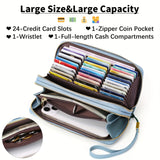 Long Wallet, Multi Slots Large Capacity Purse, Wipeable, Polyester Lining, RFID Blocking, Minimalist Style Best Gift Wallet