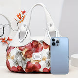 Elegant Large Floral Tote Bag - Versatile & Durable PU Leather with Secure Zipper, Includes Matching Clutch