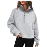 Yoga Scuba Half Zip Hoodie Jacket Designer Sweater Women's Define Workout Sport Coat Fitness Activewear Top Solid Zipper Sweatshirt Sports Gym Clothes