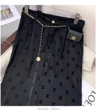 New style letter flocking print pants Women men's high waist pants with belt logo print black color long trousers