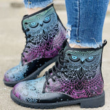 lovefery - Black Casual Patchwork Frenulum Printing Round Comfortable Out Door Shoes