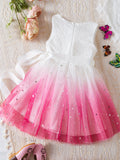 Lovely Galaxy Princess Dress for Little Girls - Elegant Lace Splicing, Sleeveless, Ribbon Detailed, Non-Stretch Polyester Tulle Dress for Summer - Ideal Gift for Birthday or Special Occasions