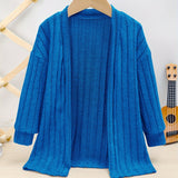 Girls Cozy Solid Knit Cardigan - Asymmetrical Neck, Slight Stretch, Machine Washable - Perfect for Spring and Autumn Casual Wear