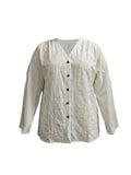 Chic Plus Size Floral Embroidered Blouse - Stylish Long Sleeve Buttons for Spring - Trendy & Comfortable Womens Clothing