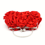 Floral Elegance Clutch - Metal Kiss Lock Handle - Roomy Interior - Perfect for Special Occasions