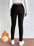 High Waist Plush Lined Leggings - Warm, Anti-Cold, Elastic, Tummy Control, Sports and Casual Wear for Women with Comfortable Fit