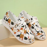 lovefery - White Casual Patchwork Printing Round Comfortable Out Door Shoes