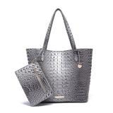 Crocodile Embossed Tote Bag Set, Elegant Shoulder Bag With Clutch Purse, Women's Office & Work Handbag