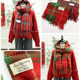 Cozy Vintage-Inspired Plaid Scarf for Women - Soft Imitation Cashmere, Warm & Windproof Knit Shawl for Autumn/Winter