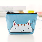 Cute Cat Print Coin Purse, Cartoon Zipper Wallet, Women's Clutch Storage Bag