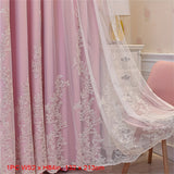 1pc Double Layer Embroidery Curtain With Lace Grommet Top Semi-Blackout Cloth Window Drapes Curtains For Bedroom Living Room Sliding Door Home Decor