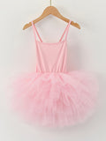 Brief Sleeveless Slingback Tutu Dress for Girls - Vibrant Solid Color, Puffy, Flared, Slim Fit, Medium Stretch, Hand Washable, All-Season Ballet Dance Wear