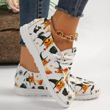 lovefery - White Casual Patchwork Printing Round Comfortable Out Door Shoes