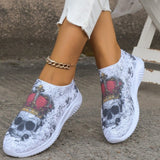 lovefery - Halloween White Casual Patchwork Printing Round Comfortable Shoes