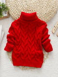 Cozy Cable Knit Long Sleeve Turtleneck Sweater for Girls - Soft, Warm, and Elegant Winter Knitwear - Long Knitted Tops for Cold Weather